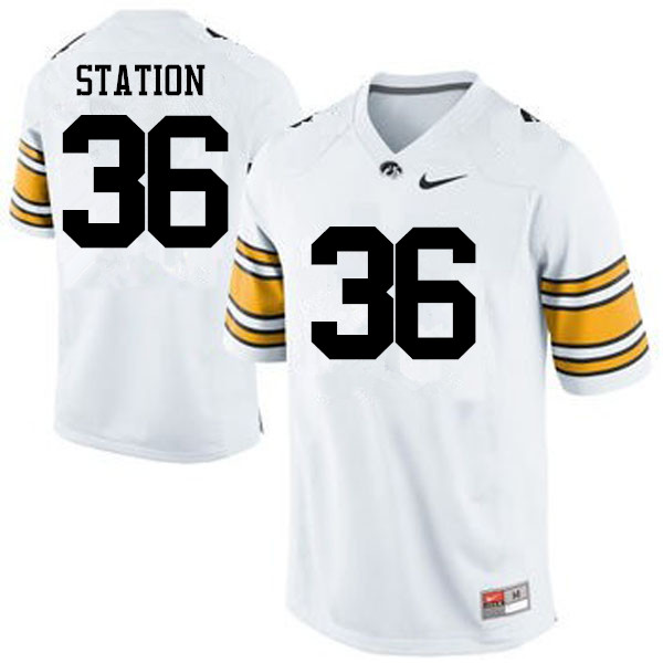 Men Iowa Hawkeyes #36 Larry Station College Football Jerseys-White - Click Image to Close